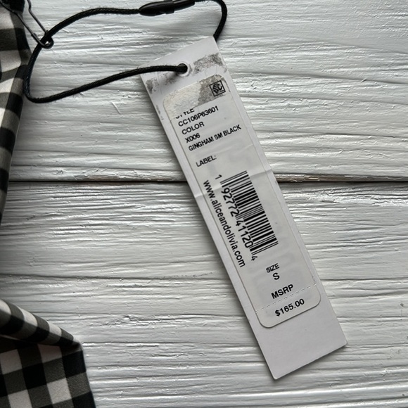 NWT Alice + Olivia Aaron High Waist Bike Shorts Black White size Small - Picture 2 of 4